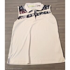 Slazenger Golf Womens Sleeveless‎ Polo Shirt White Abstract Print Size Medium